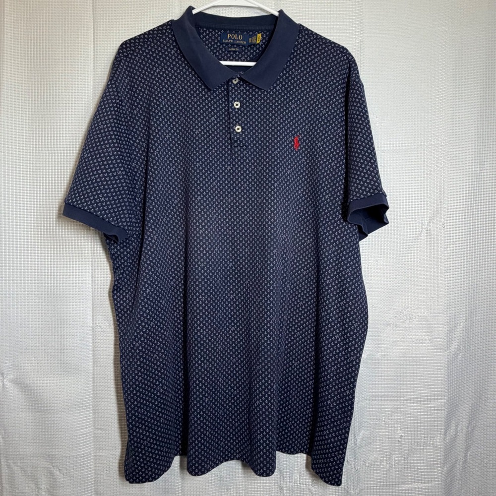 Polo Ralph Lauren Polo Shirt Cotton Anchor Print Classic Fit Nautical XXL Navy